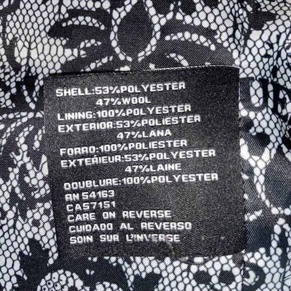 Vintage Guess Wool Blend Y2K Pea Coat SZ L Fuzzy Lined Gold Button Goth 90’s - Picture 8 of 9